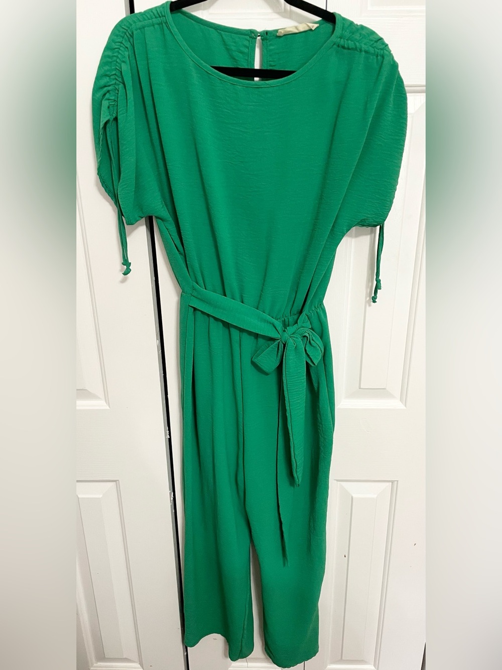 Green Tie-Waist Jumpsuit